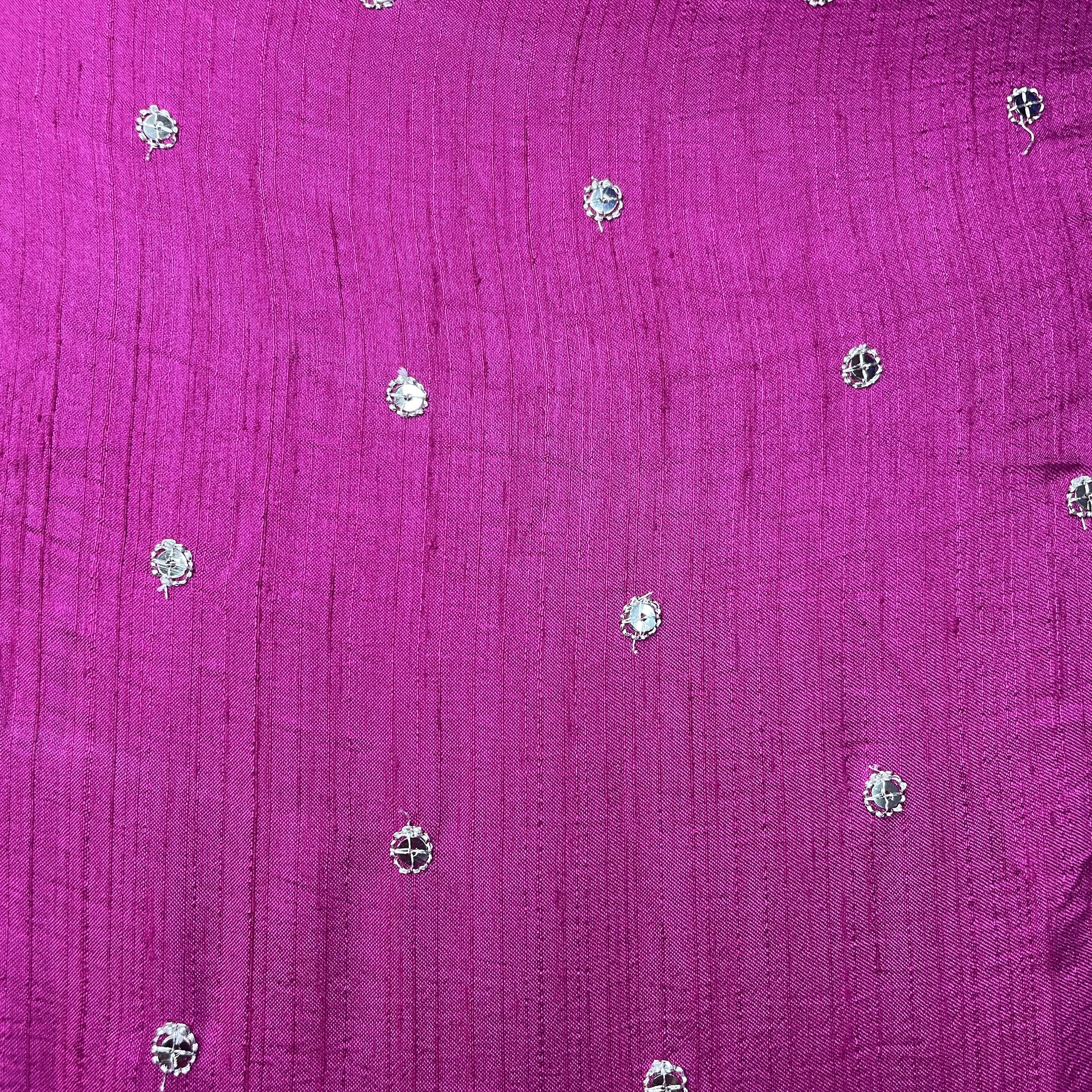 Pink Sequins Embroidery Dupion Silk Fabric 19913