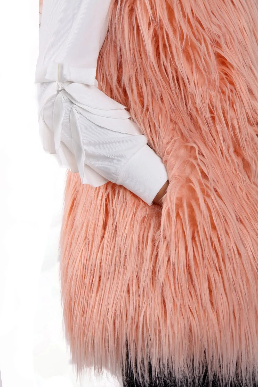 Pink Shaggy Faux Fur Gilet