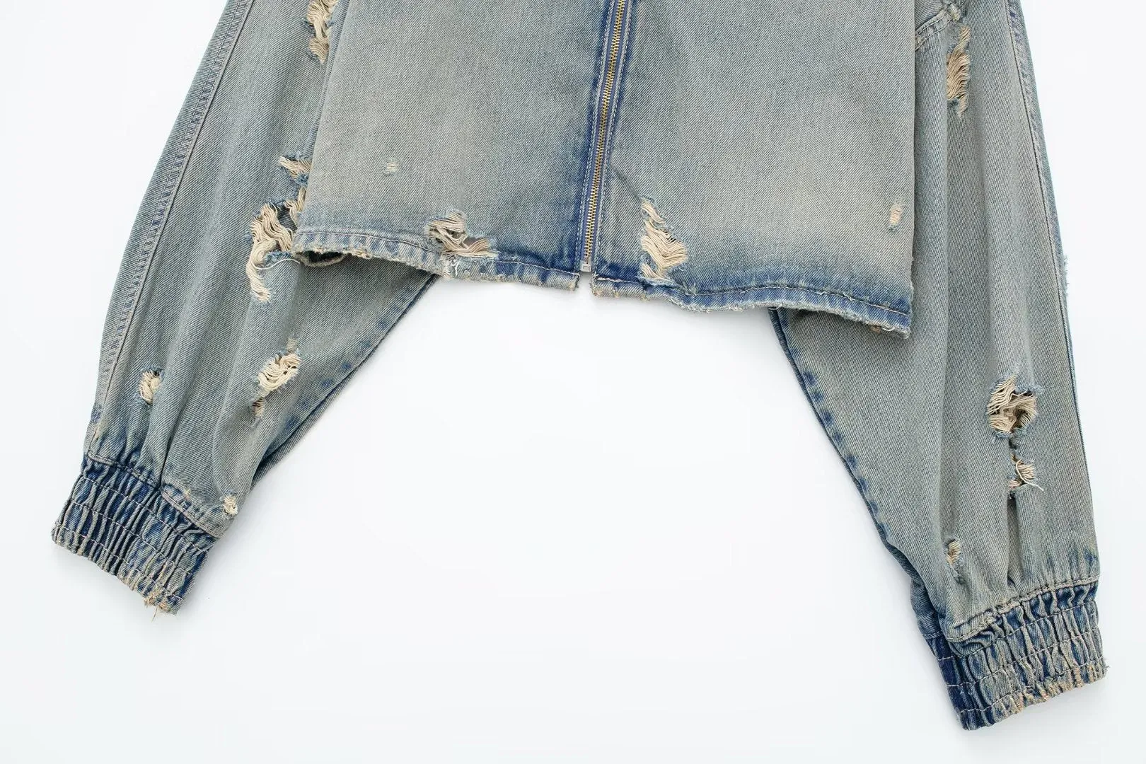 Pre Order:  Vintage Ripped Crop Denim Jacket