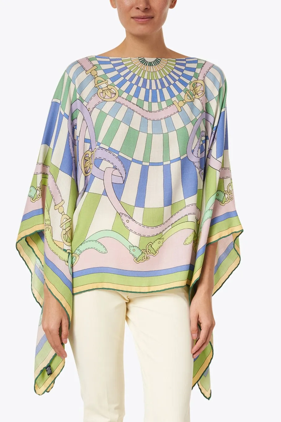 Printed Silk Poncho