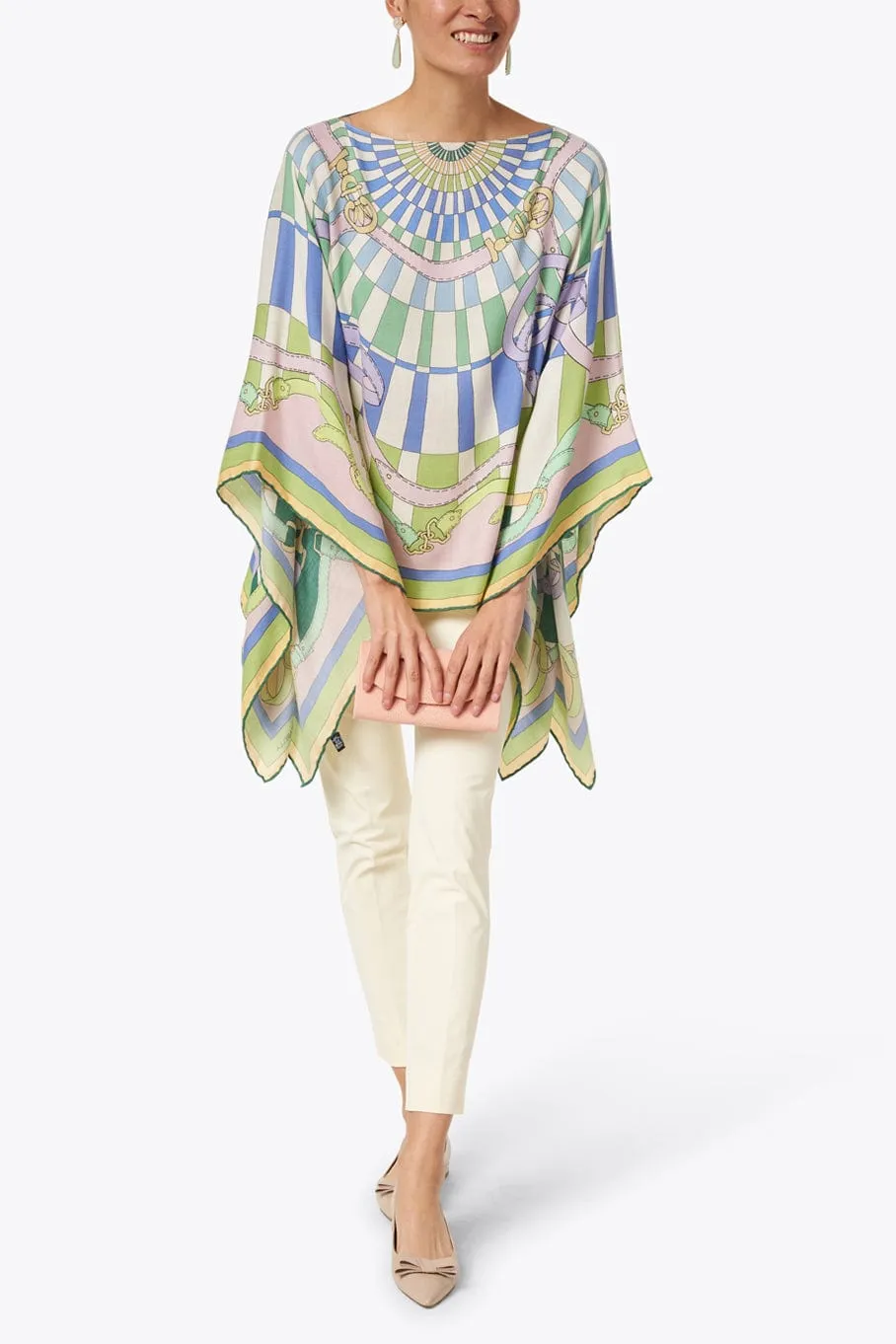 Printed Silk Poncho