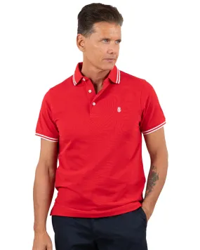 Red Double Tipped Pique Polo Shirt