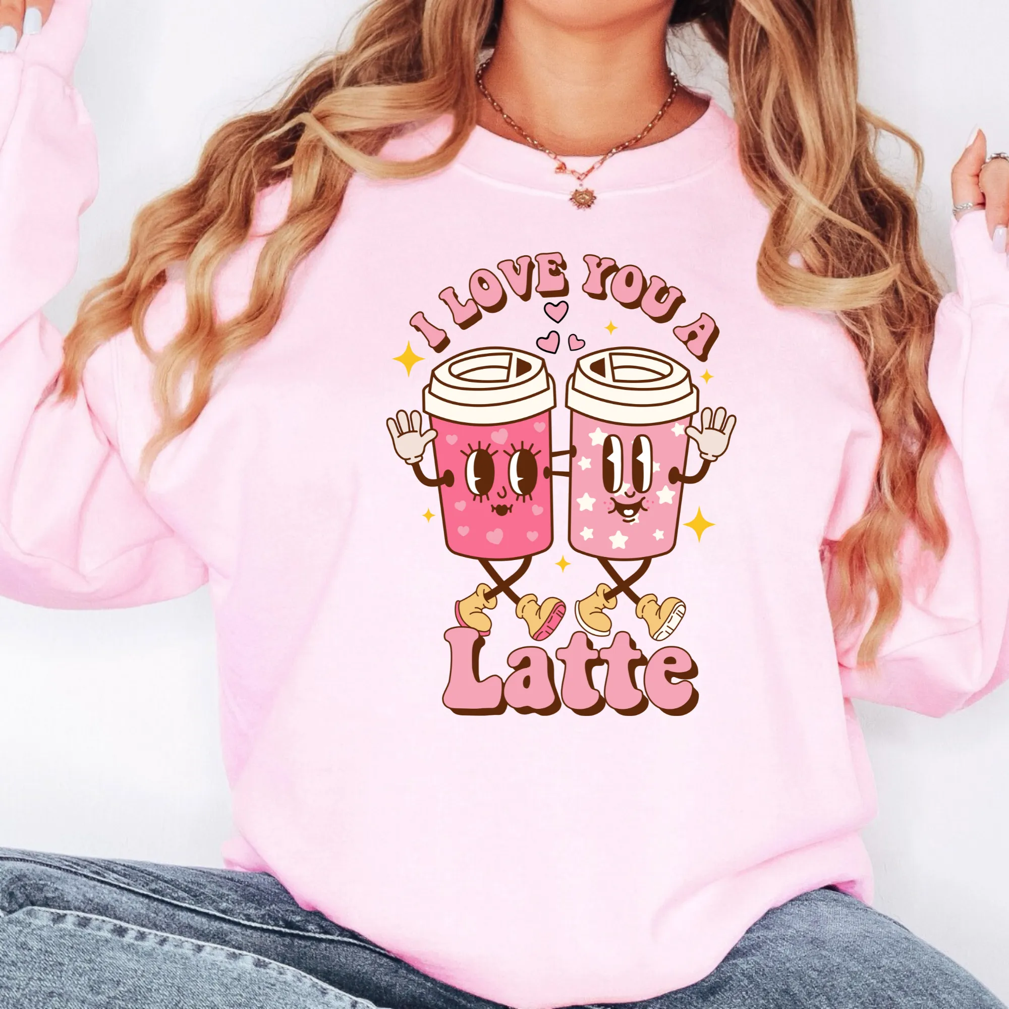 Retro I Love You A Latte Valentine's Sweatshirt