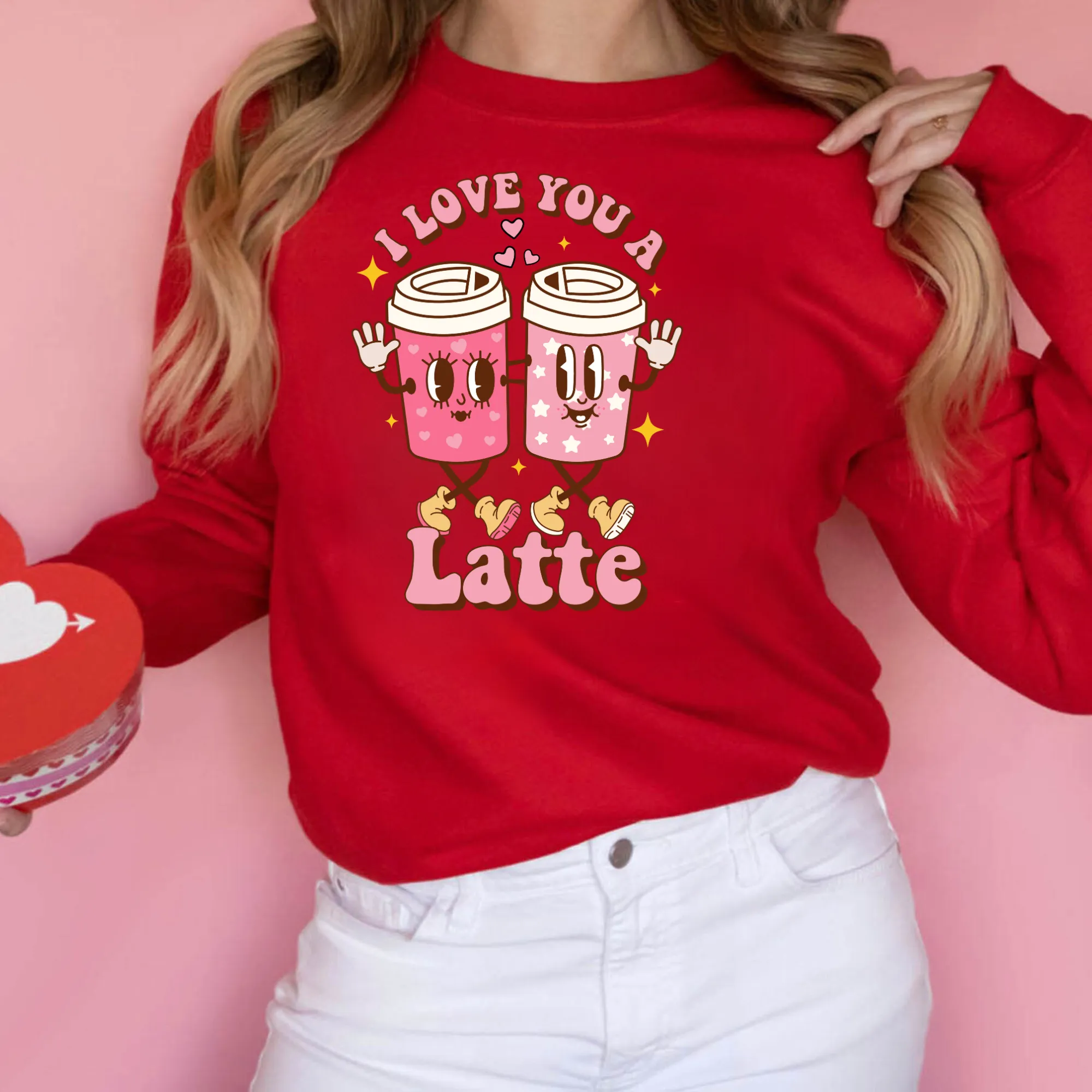 Retro I Love You A Latte Valentine's Sweatshirt