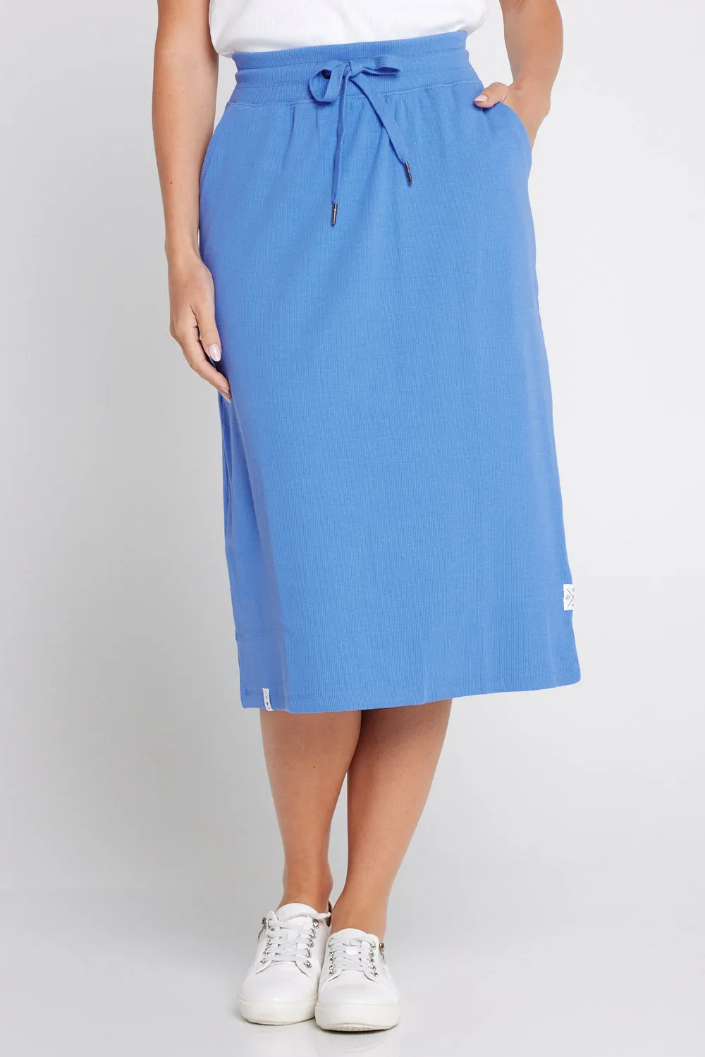 Rib Midi Skirt - Cerulean Blue