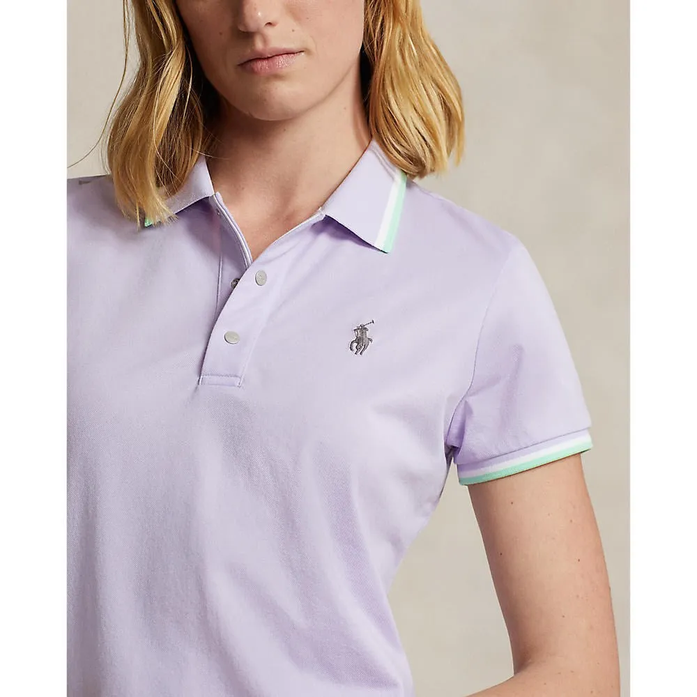 RLX Ralph Lauren Women's Tour Pique Golf Polo Shirt - Flower Purple/Athens Green/White