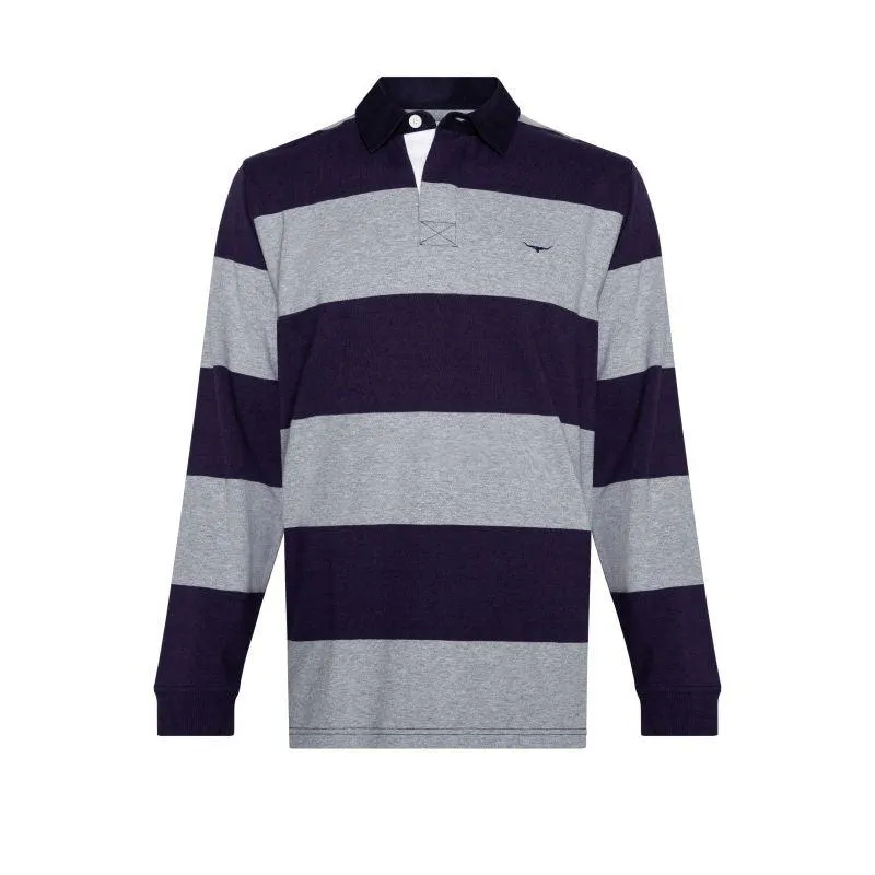 R.M.Williams Tweedale Mens Cotton Rugby Shirt - Navy/Grey