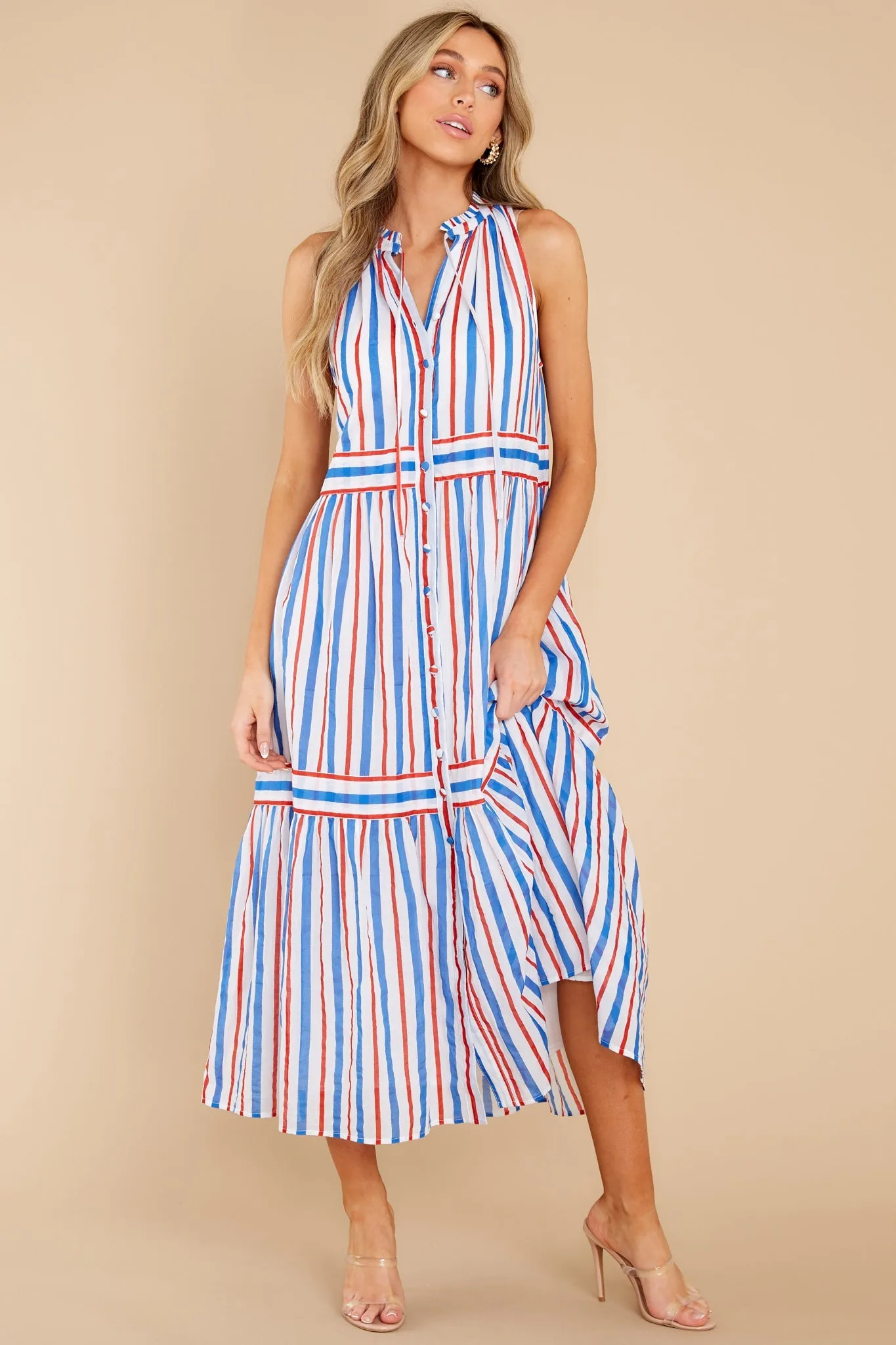 Ro Harbour Stripe Cherry Long Dress