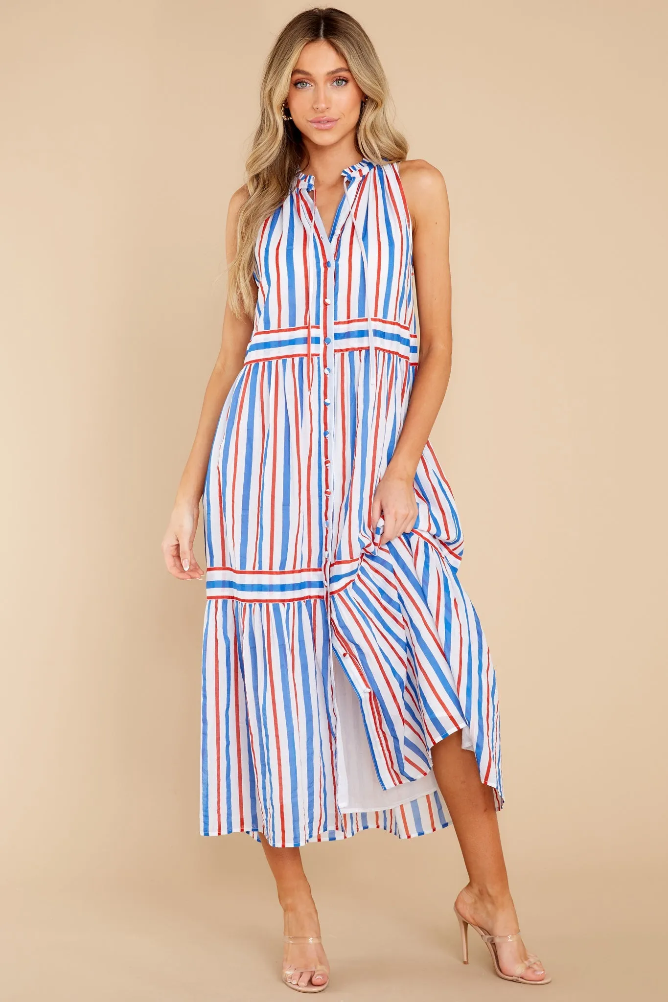 Ro Harbour Stripe Cherry Long Dress