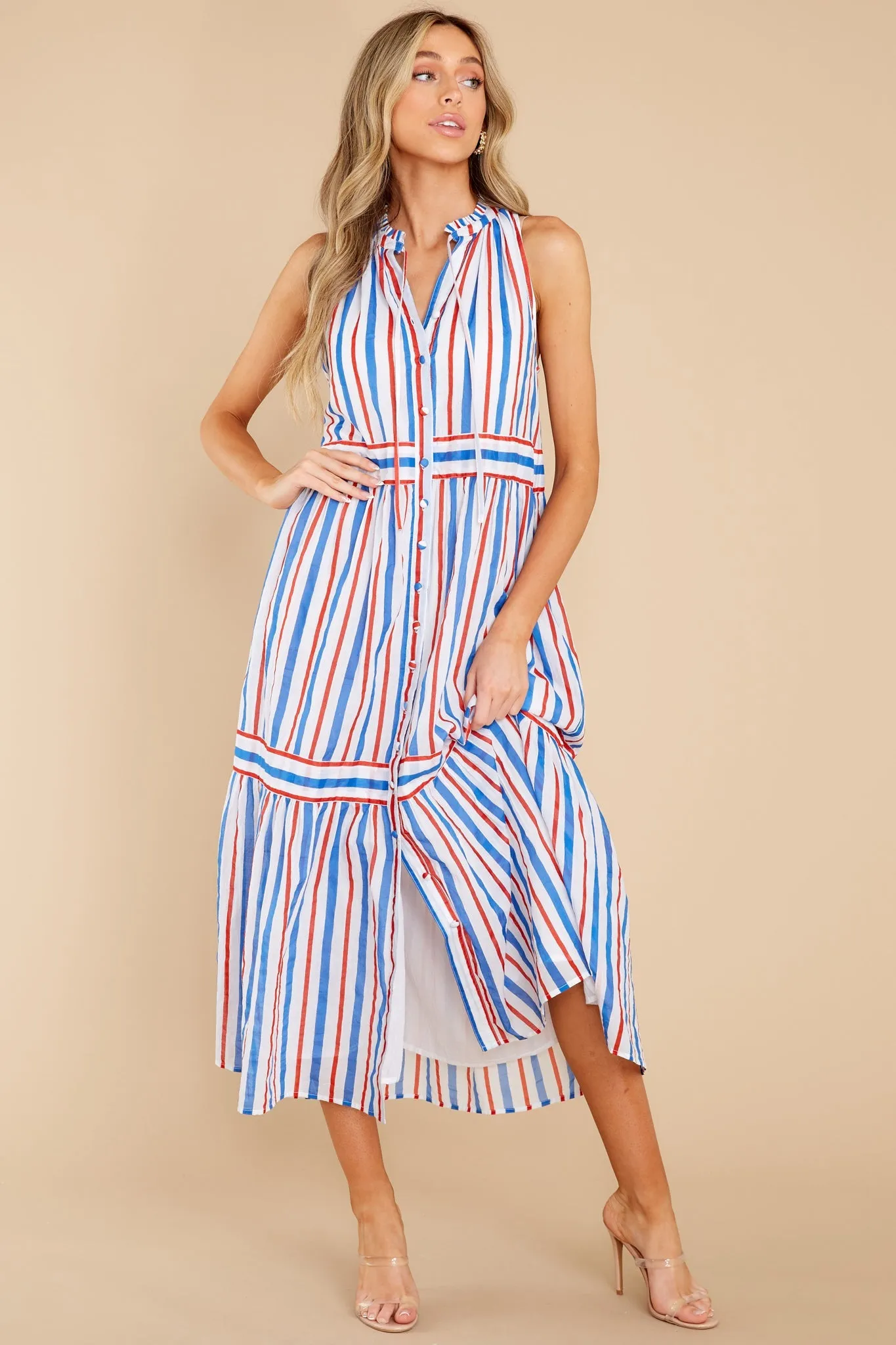 Ro Harbour Stripe Cherry Long Dress