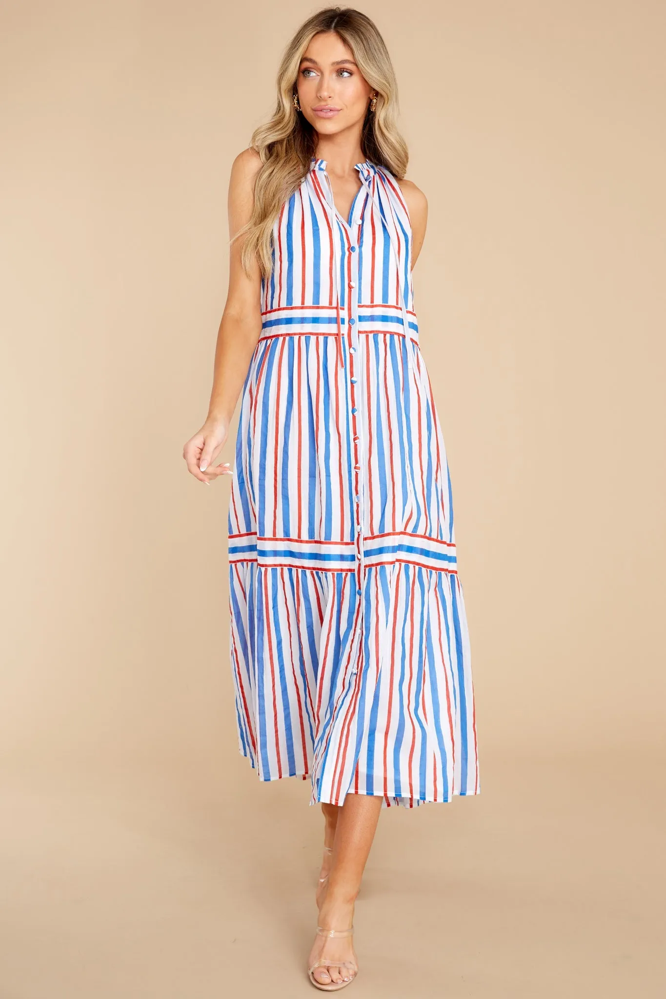 Ro Harbour Stripe Cherry Long Dress