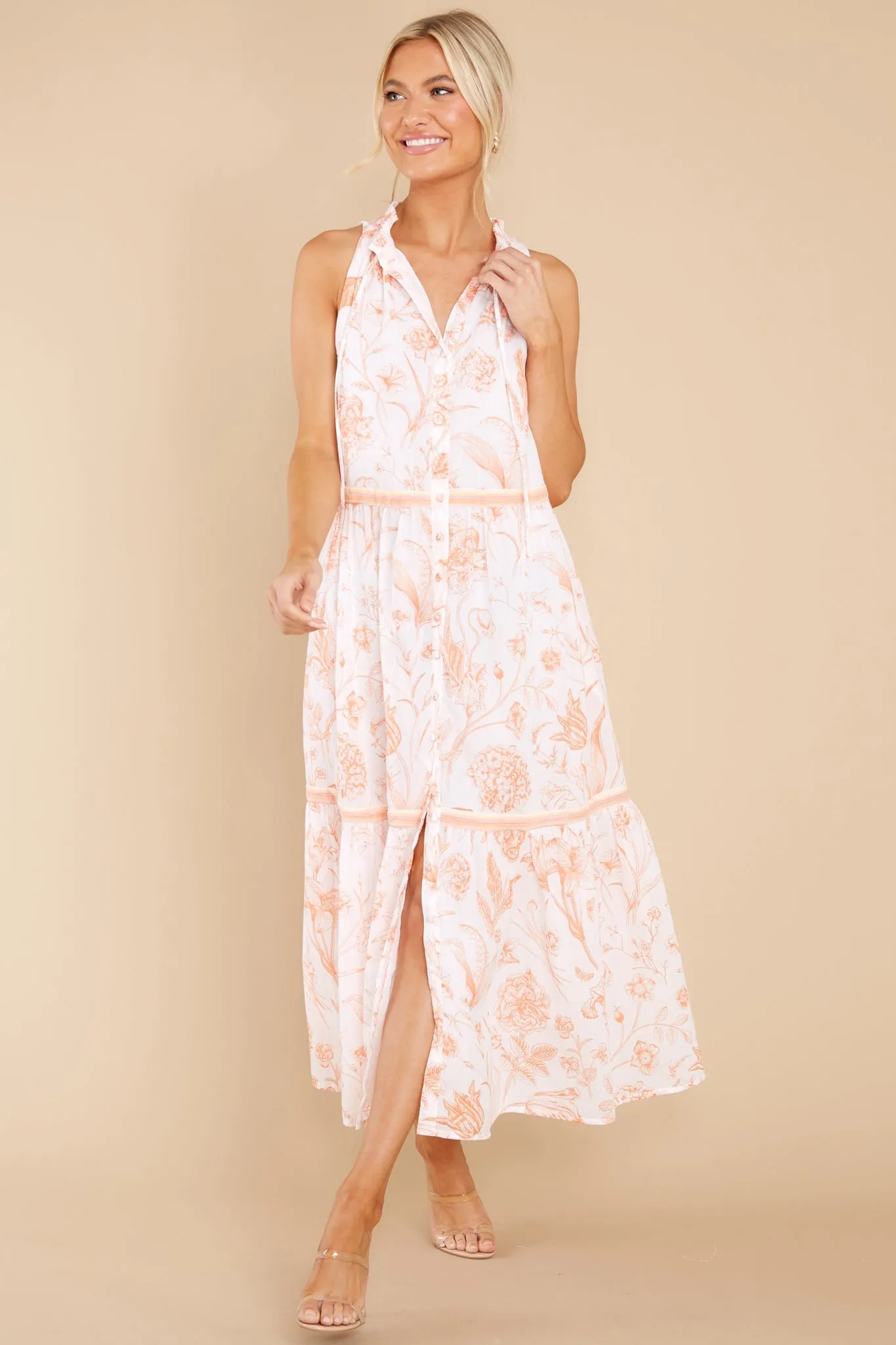 Ro Toile Coral Long Dress