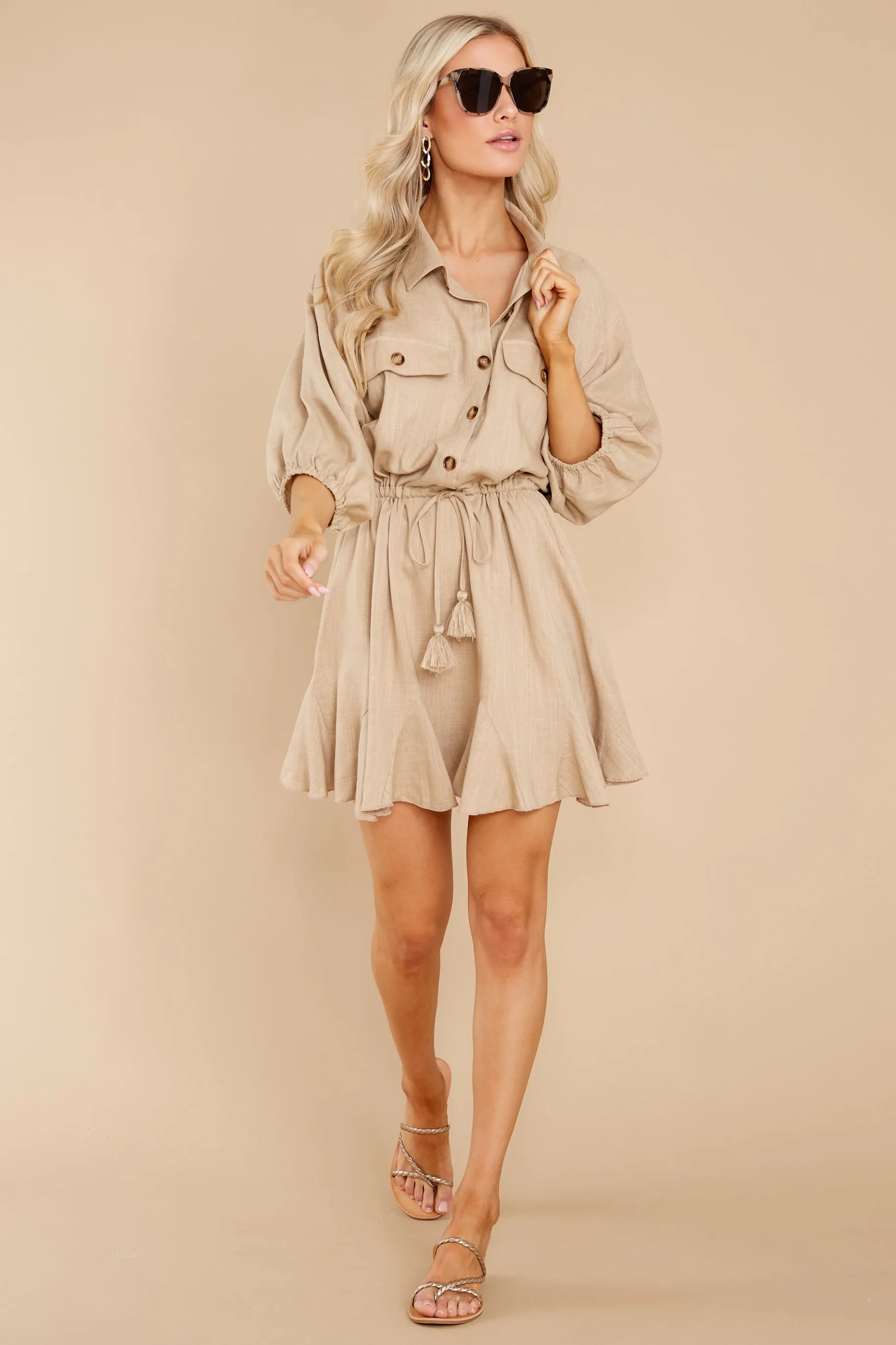 Seeking Adventure Khaki Dress