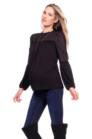 Seraphine Jessamine Semi Sheer Black Maternity Blouse