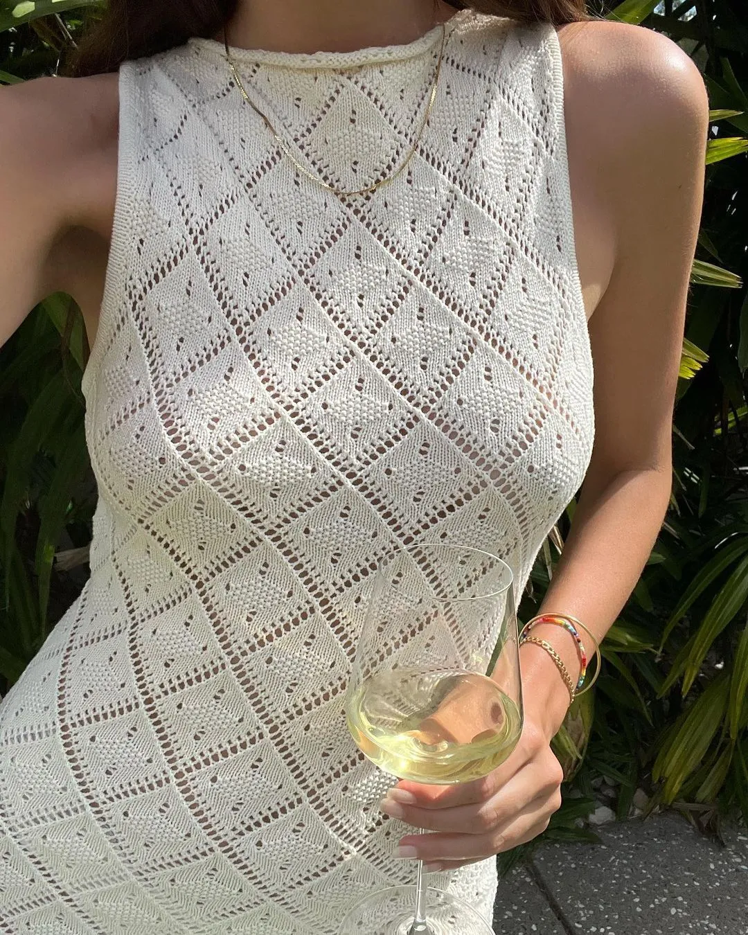 Sexy Mesh Knitted Slit Beach Cover Up Dress