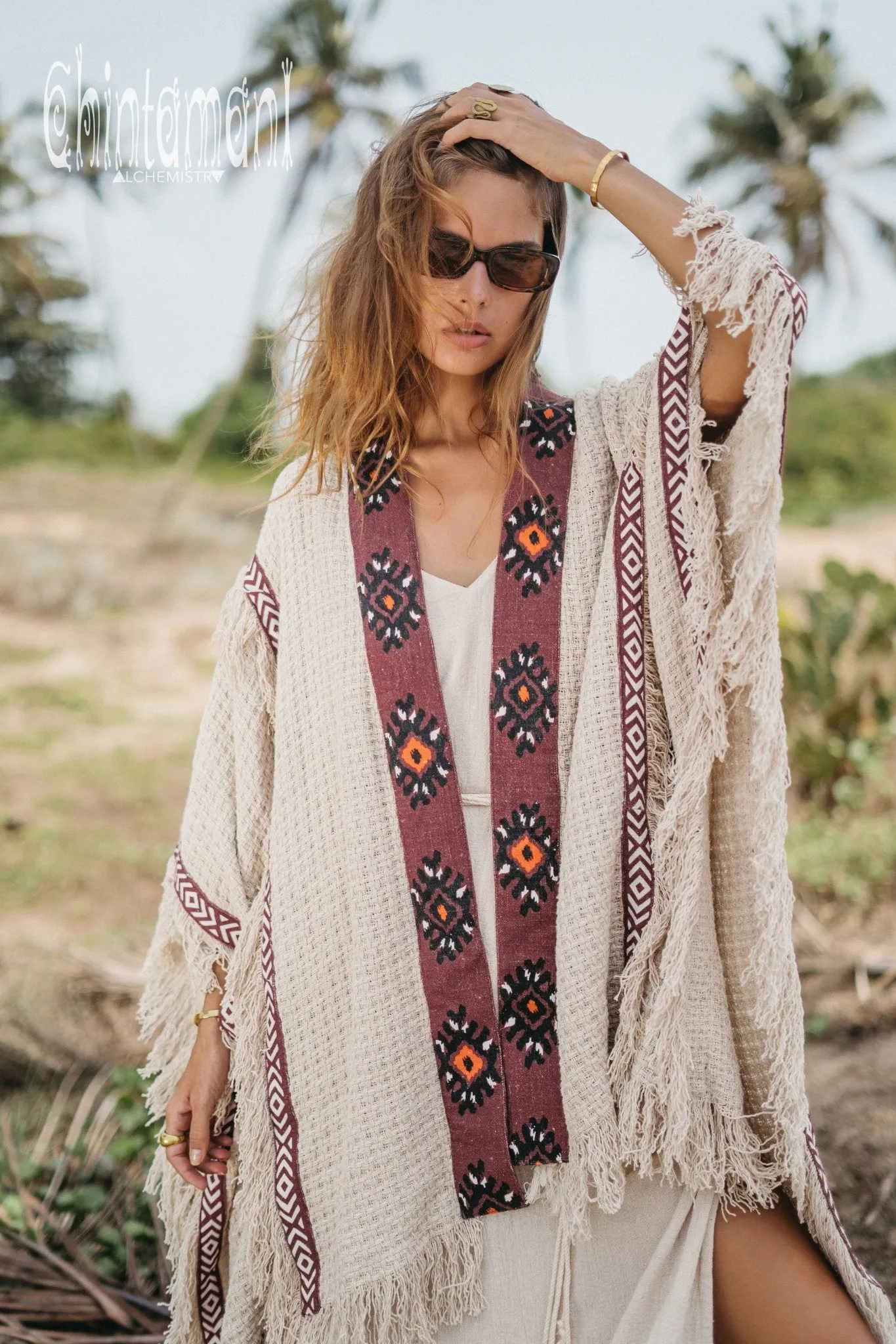 Short Berber Poncho for Women / Hemp