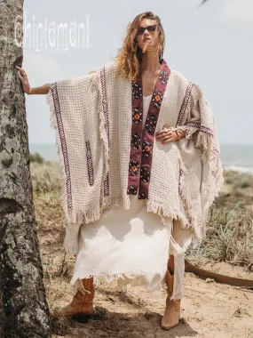 Short Berber Poncho for Women / Hemp