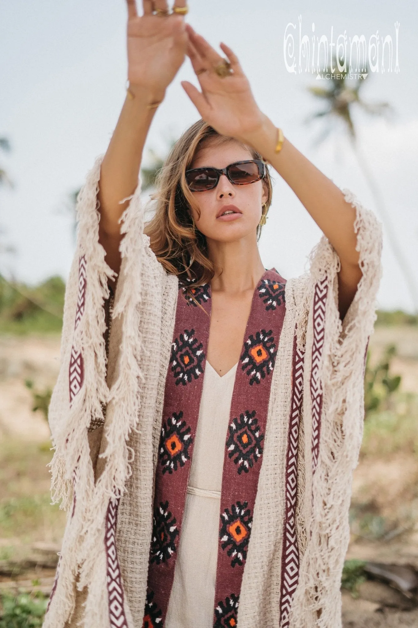 Short Berber Poncho for Women / Hemp