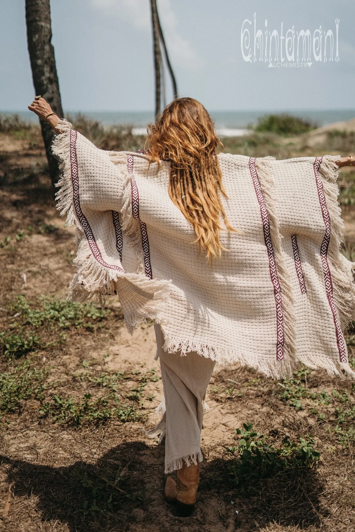 Short Berber Poncho for Women / Hemp