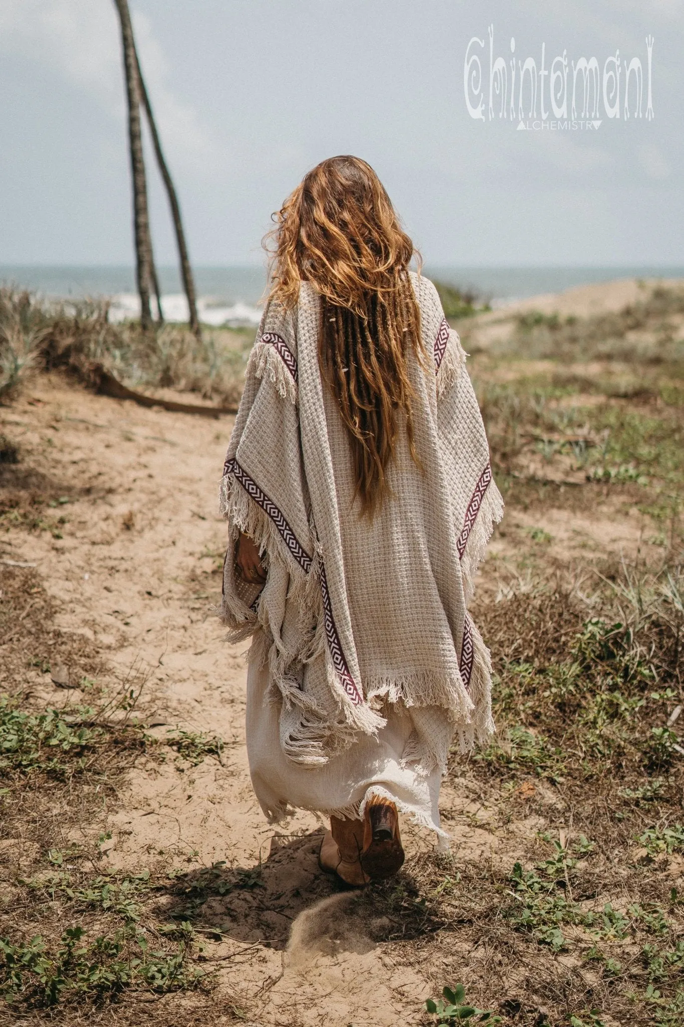 Short Berber Poncho for Women / Hemp