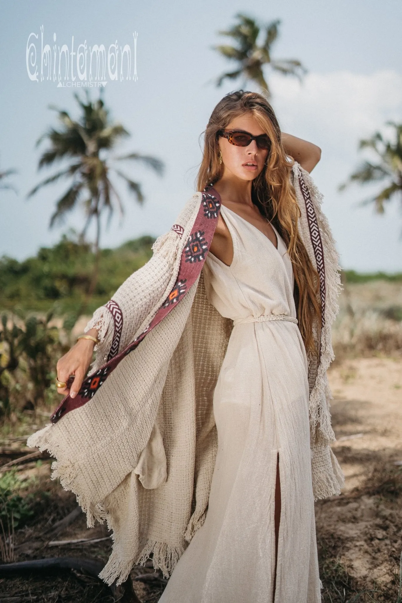 Short Berber Poncho for Women / Hemp