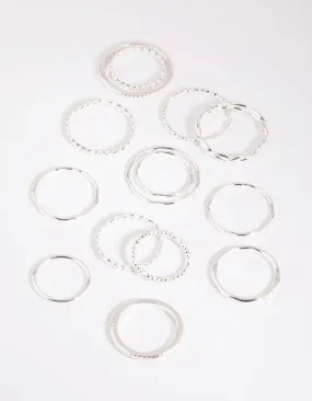 Silver Mixed Band Ring Pack