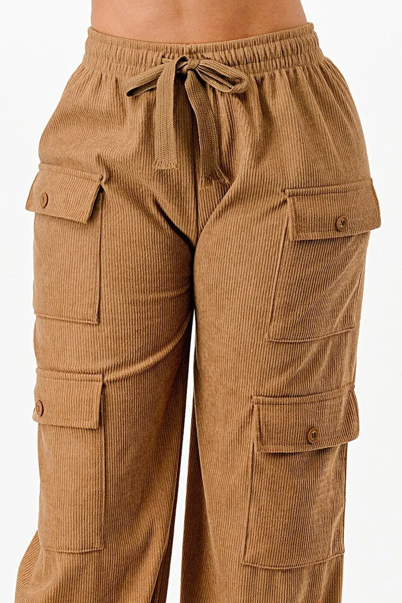 Solid Corduroy Cargo Pants - 5 colors