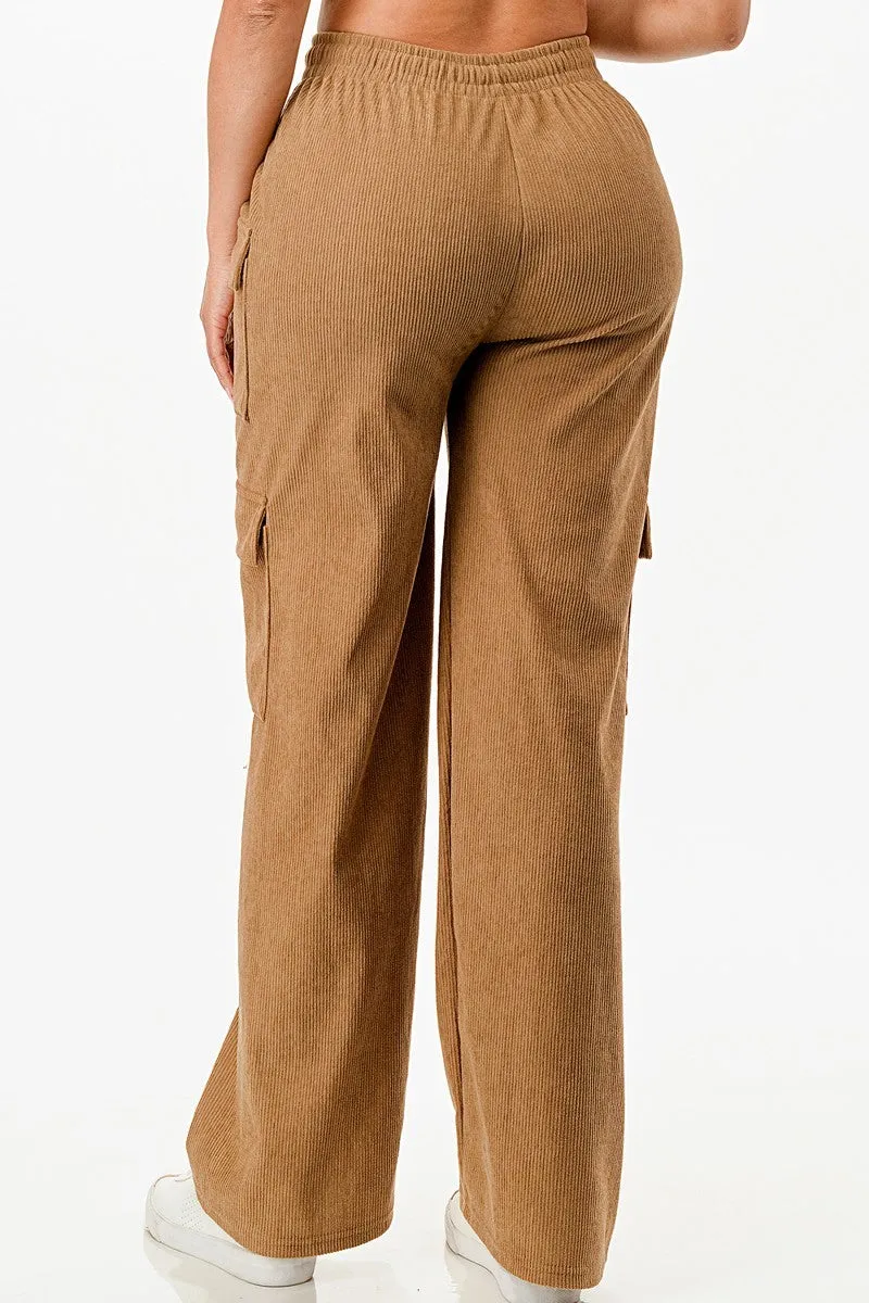 Solid Corduroy Cargo Pants - 5 colors