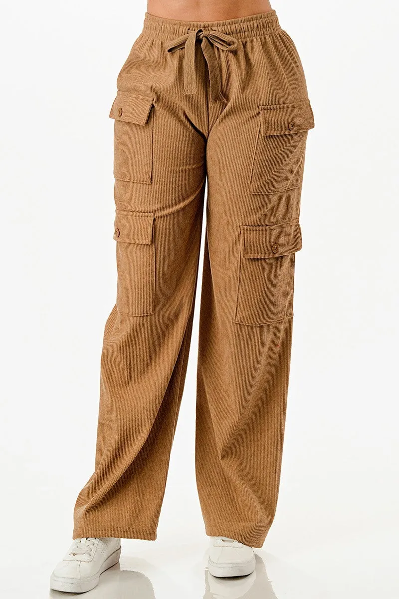 Solid Corduroy Cargo Pants - 5 colors