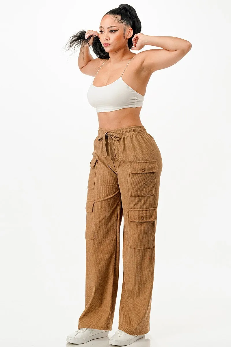 Solid Corduroy Cargo Pants - 5 colors