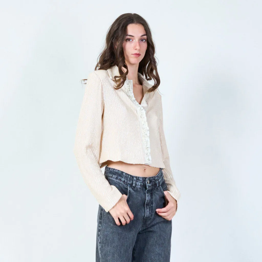 Sparkling sequin cropped jacket wholesale