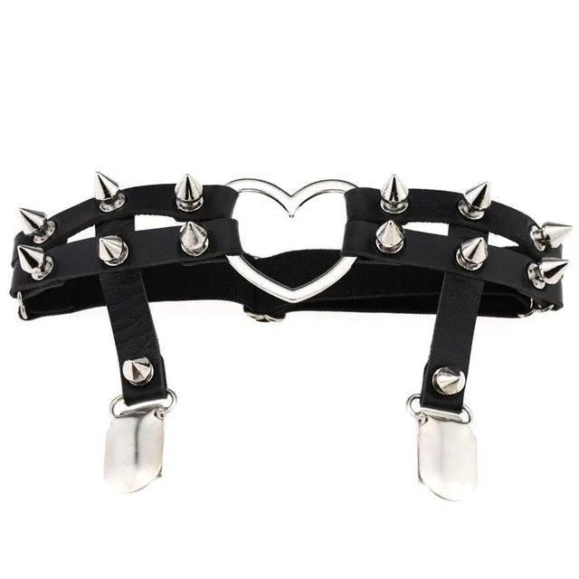 Spiked Heart Garter Belt