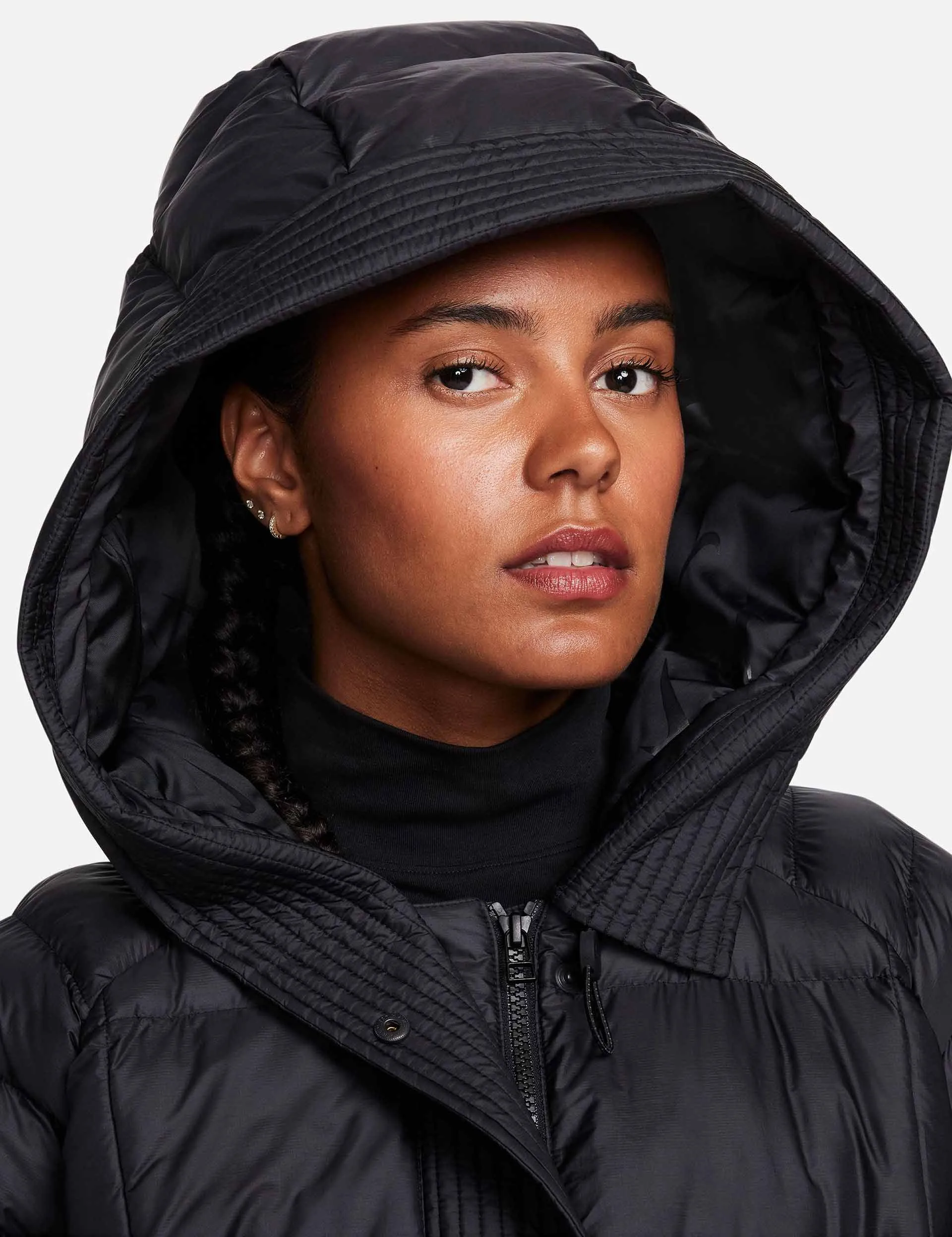 Sportswear Swoosh Puffer Oversized Hooded Jacket - Black/White