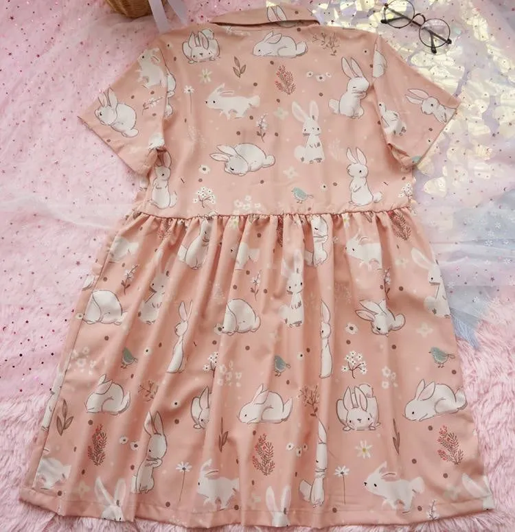 Spring Bunny School Girl Dress