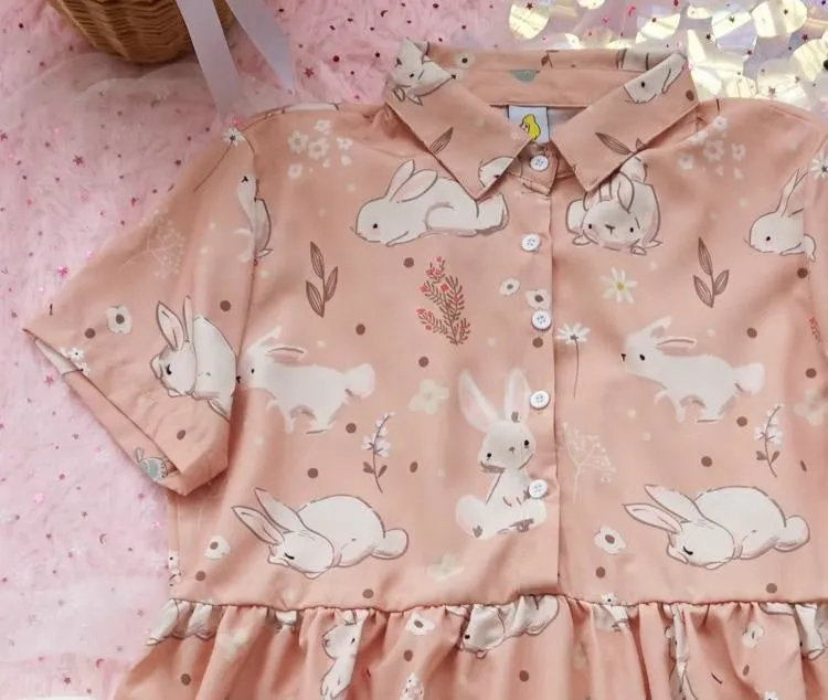 Spring Bunny School Girl Dress