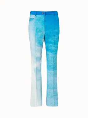 St.Gallen Sky Print Cotton Stretch Denim Bootcut Pants