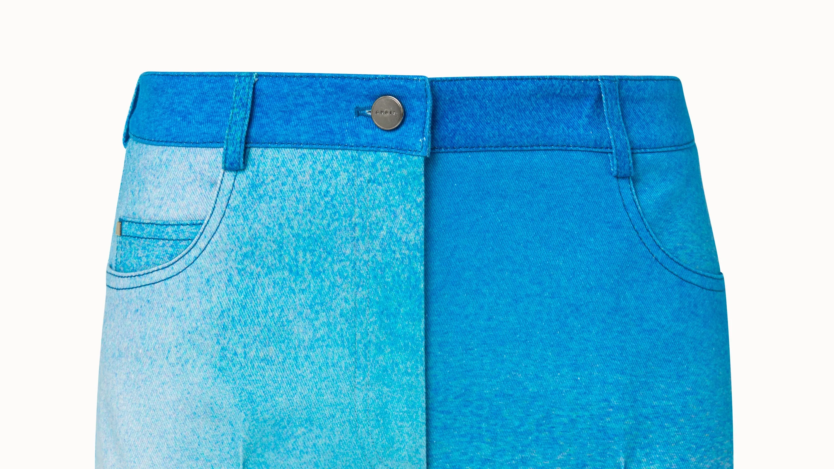 St.Gallen Sky Print Cotton Stretch Denim Bootcut Pants