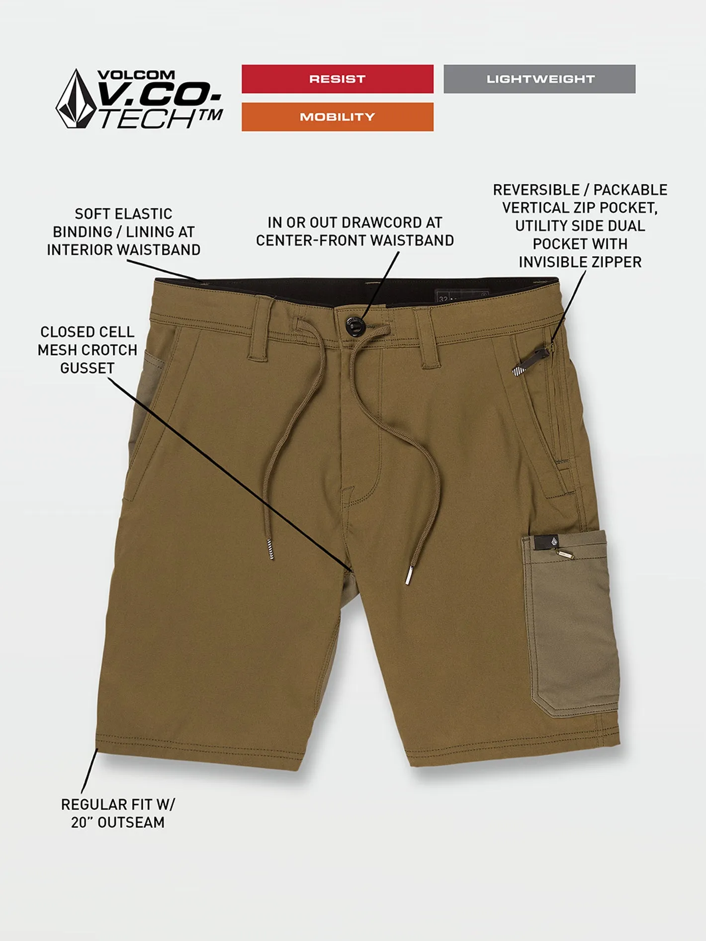 Stone Trail Master Shorts - Service Green