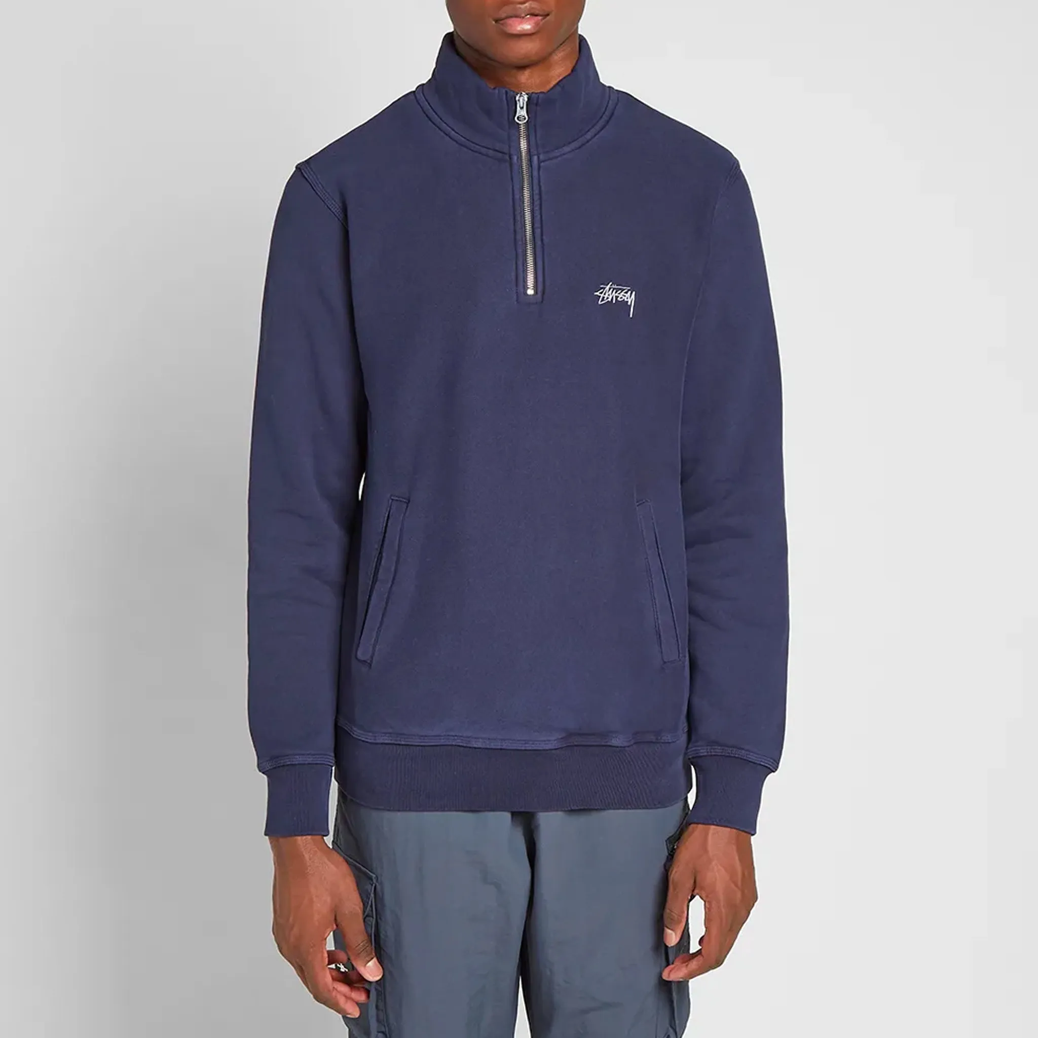 Stussy Stock Fleece Mock Sweatshirt (Navy)