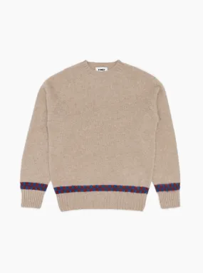 Suedehead Checker Crew Knit Ecru