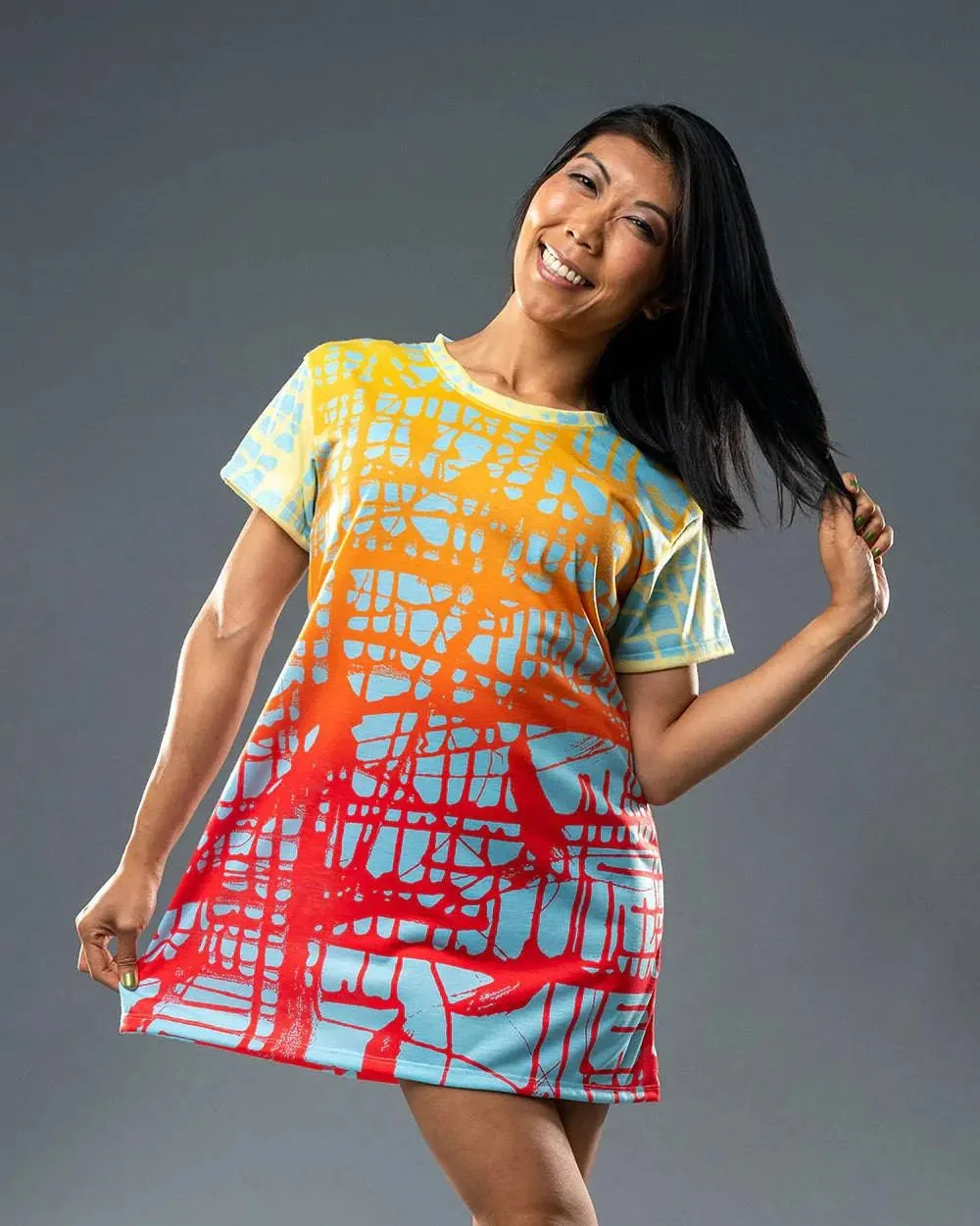 Sunrise Matrix, WOMEN'S T-Shirt DRESS by Jumper Maybach®