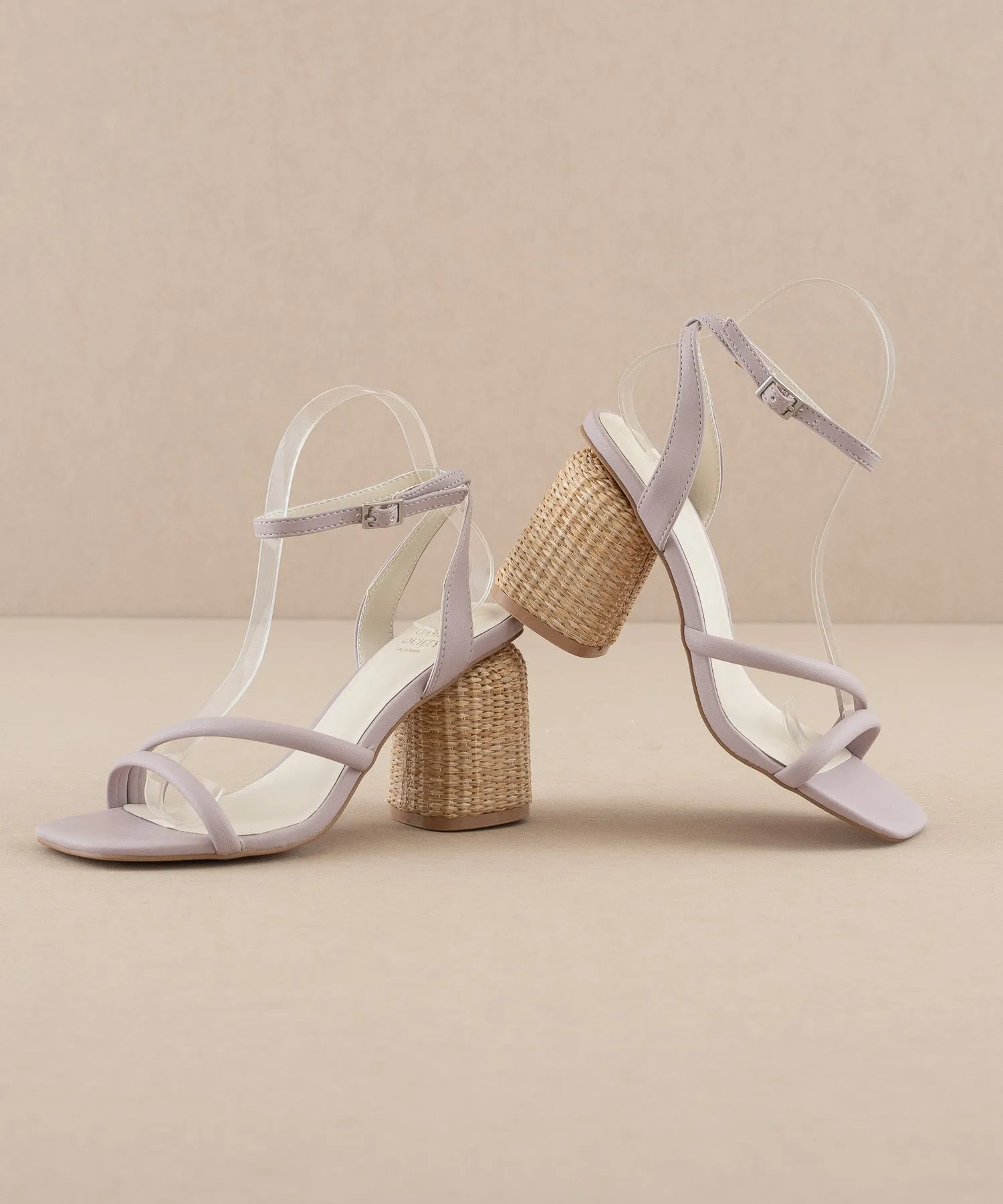 The Alaia | Lavender Strappy Raffia Heel Sandal