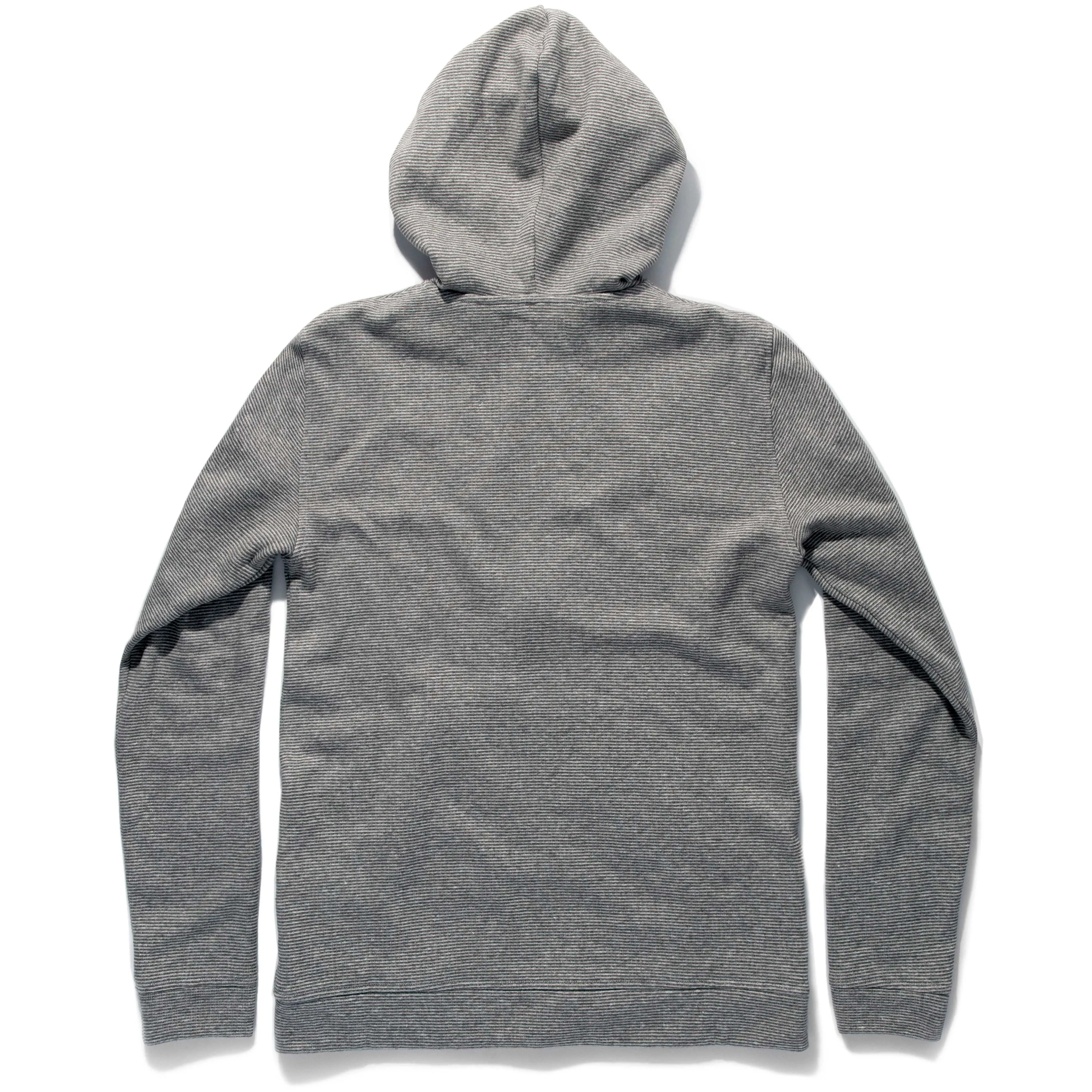 The Après Hoodie in Olive Stripe Hemp Fleece