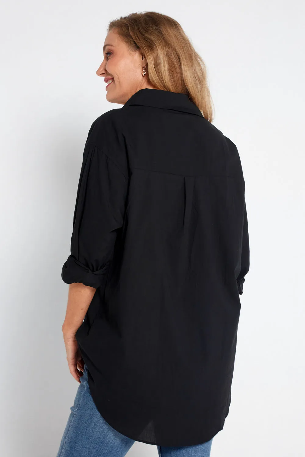 The Tulio Cotton & Linen Shirt - Black