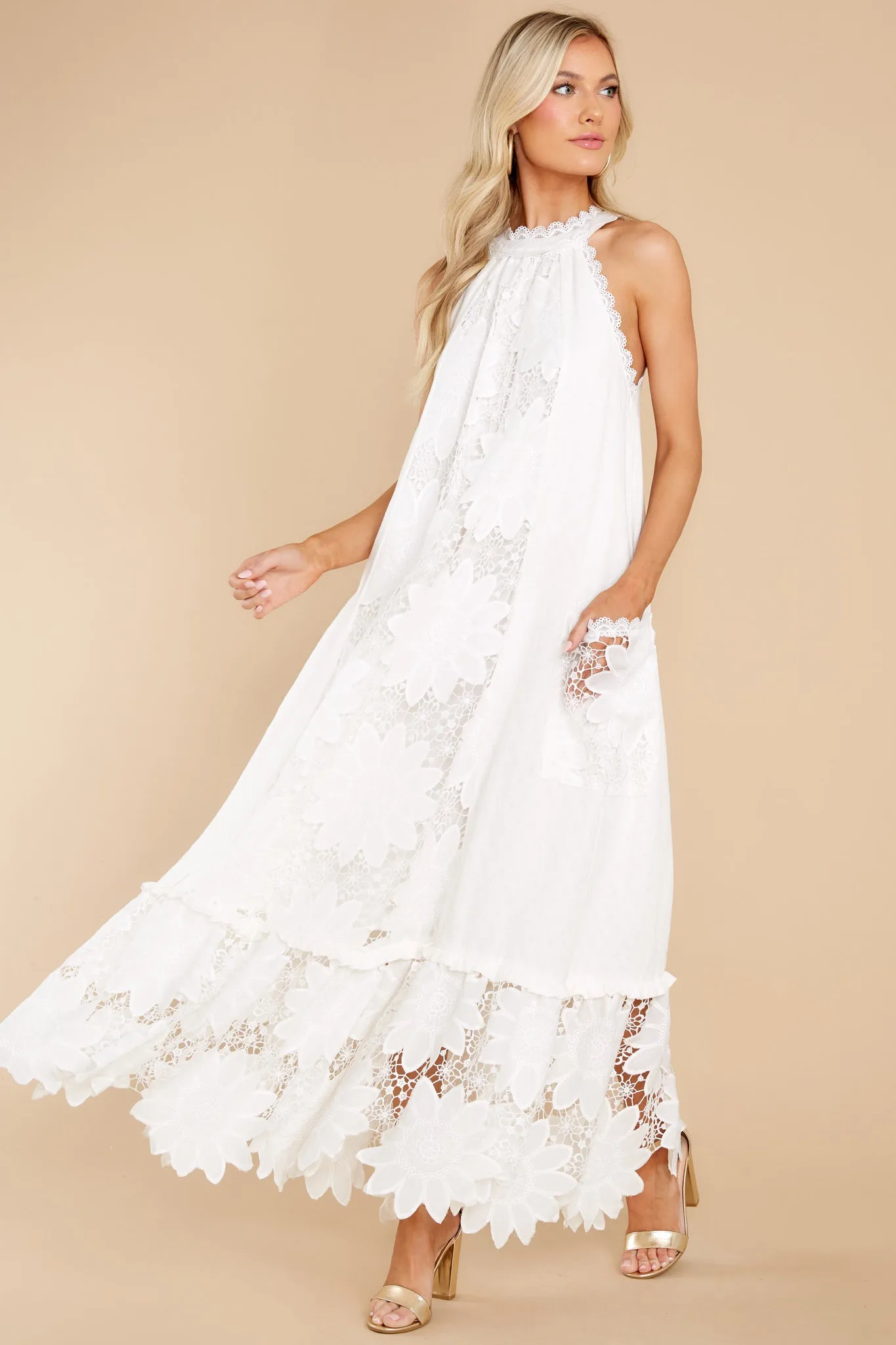 Time For Dessert White Lace Maxi Dress