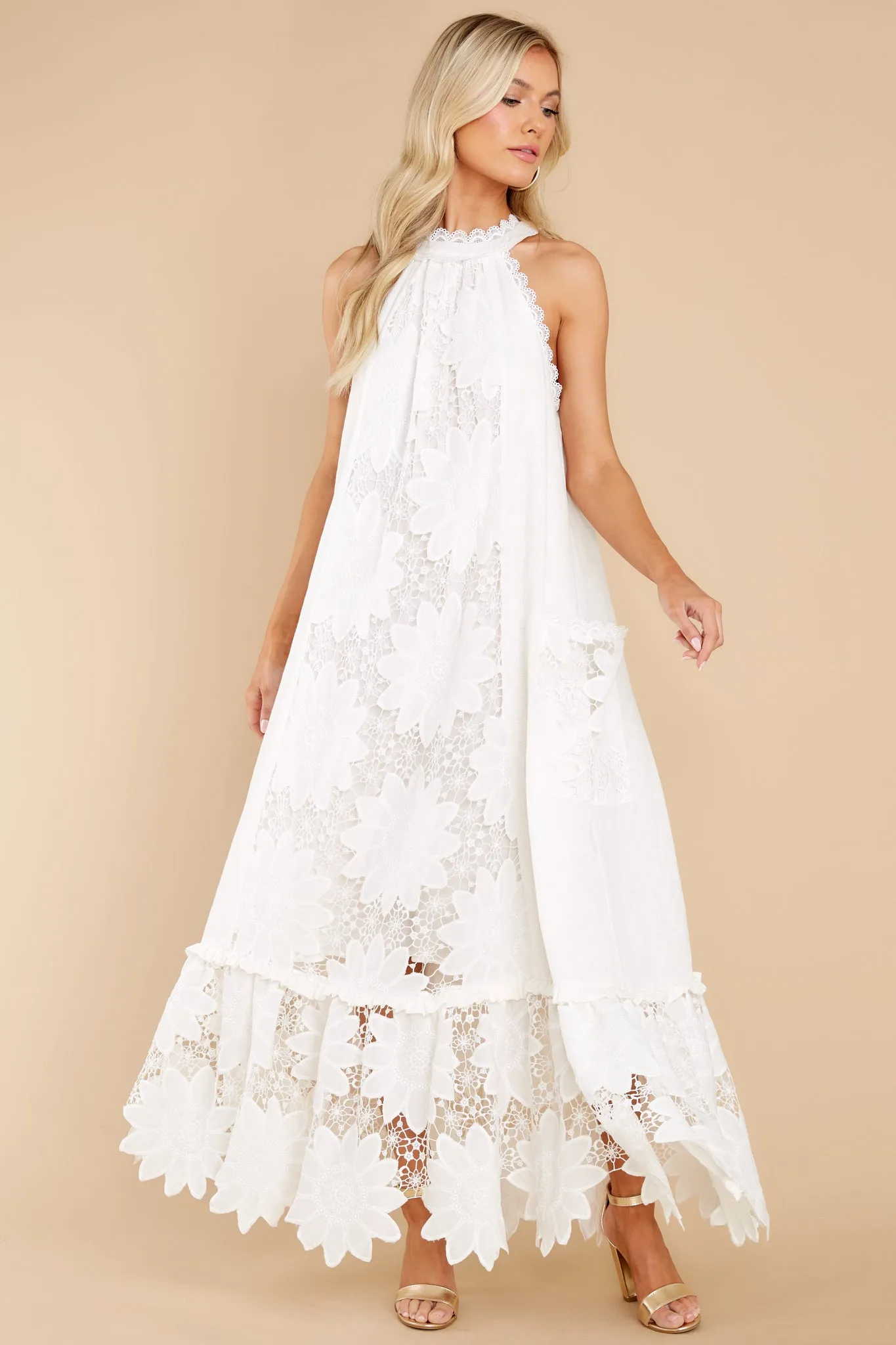 Time For Dessert White Lace Maxi Dress