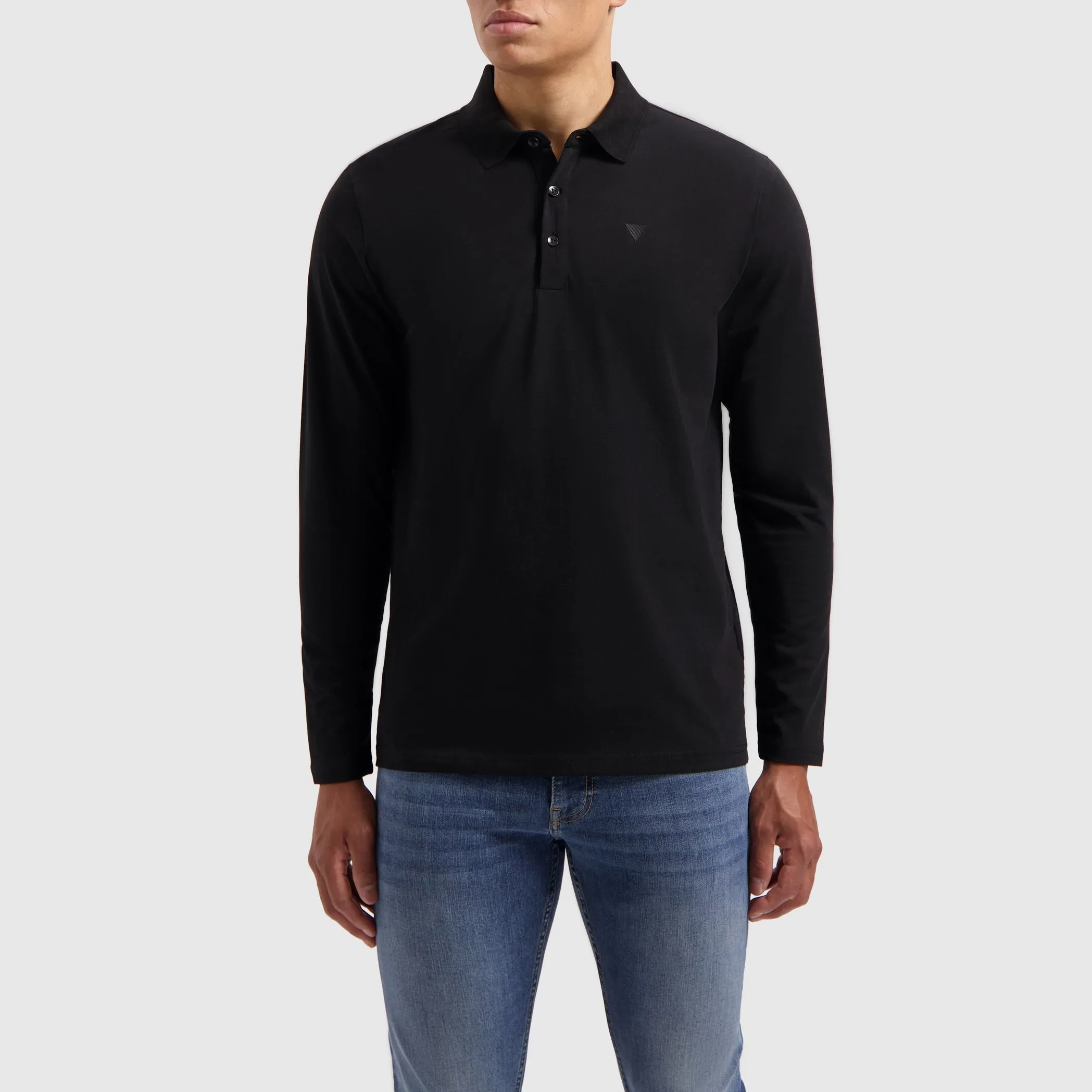 Triangle Longe Sleeve Polo | Black