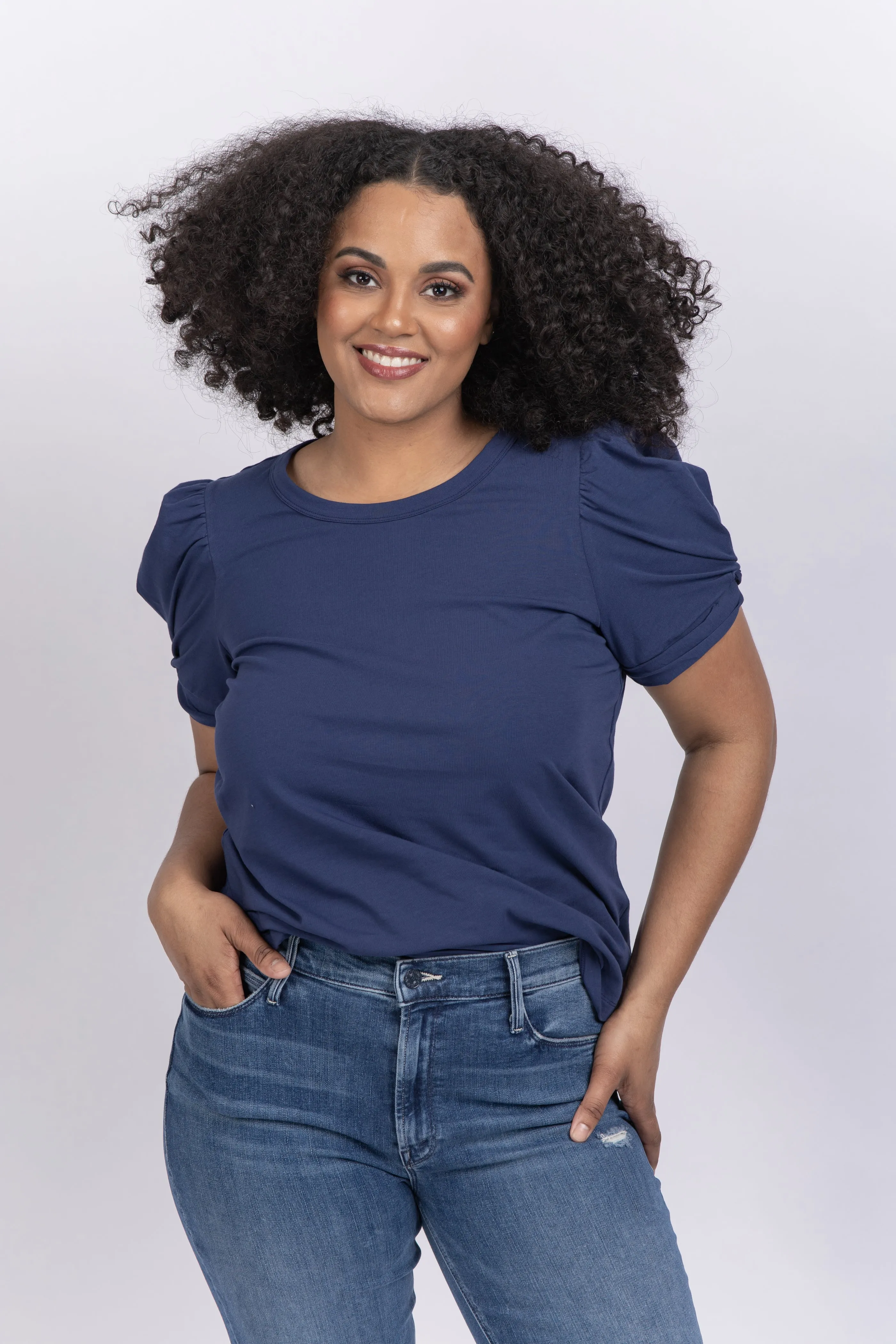 Tyler Boe Kari Puff Sleeve Tee Navy