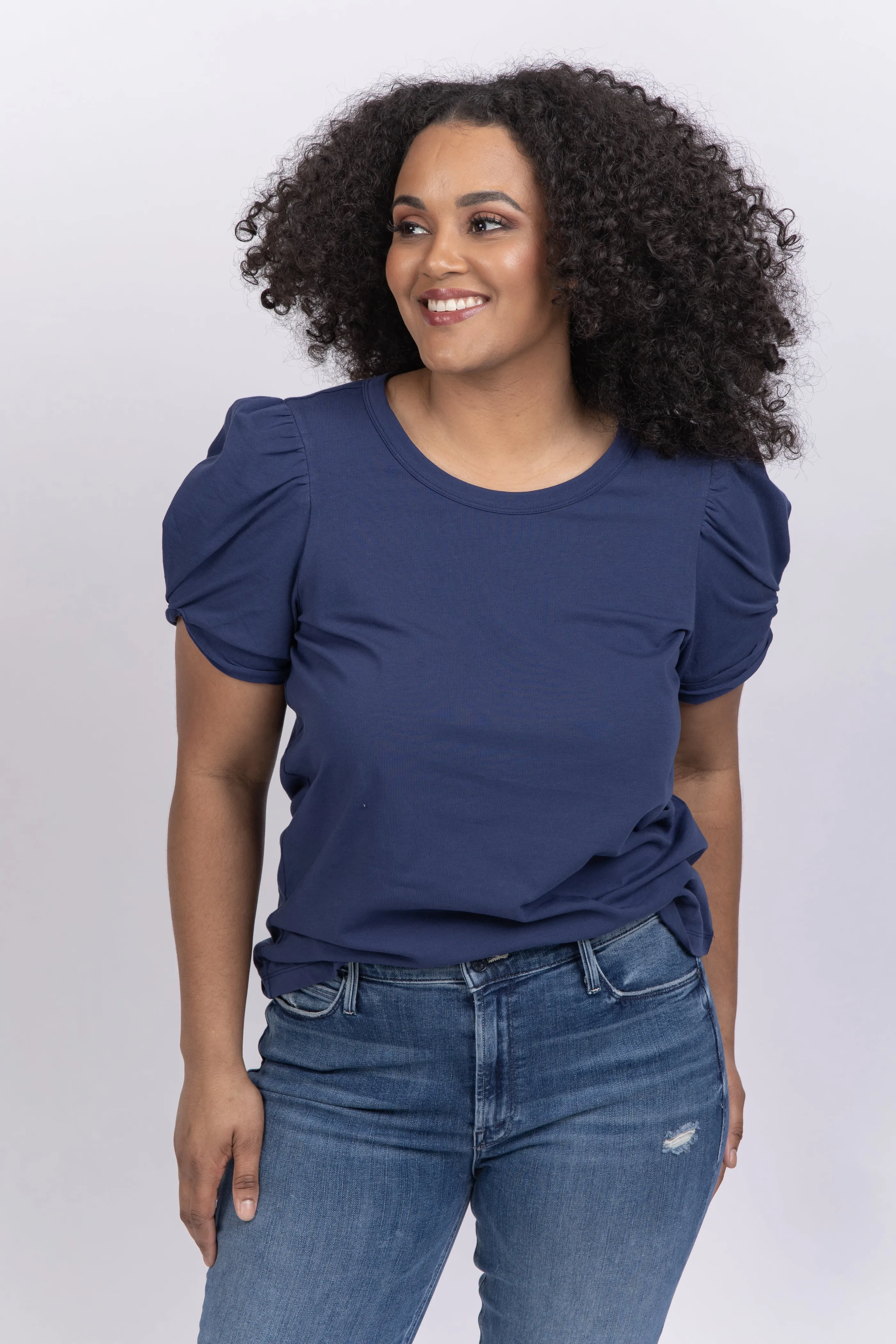 Tyler Boe Kari Puff Sleeve Tee Navy