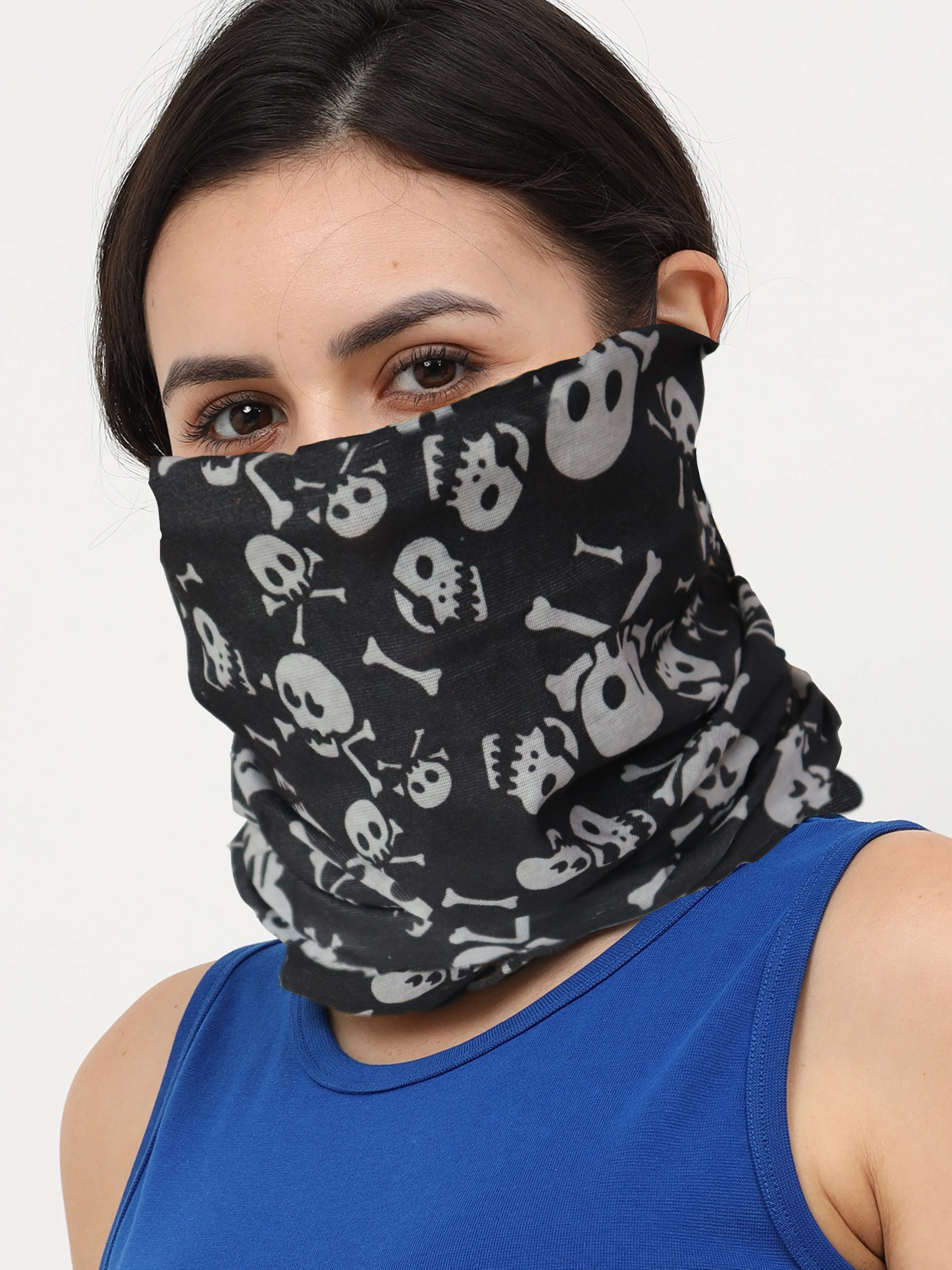 UrGear Men Women Unisex Adults and Kids Black White Printed Bamboo Anti Microbial Multipurpose FREE SIZE Bandana